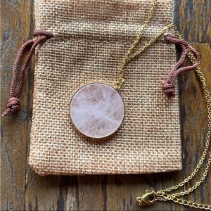 Rose Quartz Round Necklace Rose Quartz Minimalist Necklace